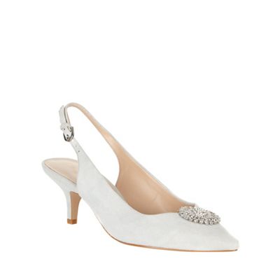 Phase Eight Pale Grey Issy Suede Kitten Heel Shoes